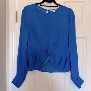 Bar III blue satin twist top